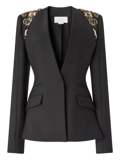 Genny Embellished-shoulder Jacket In Black