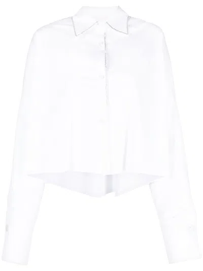Genny Embellished-trim Cropped Shirt In White
