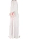 GENNY EMBROIDERED LONG DRESS WITH SIDE FLOWER