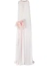 Genny Embroidered Long Dress With Side Flower In Pink