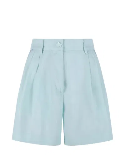 Genny Embroidered Pleated Shorts In Blue