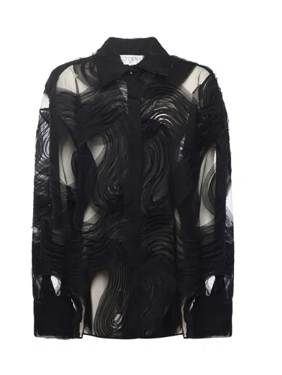 Genny Embroidered Tulle Shirt In Black