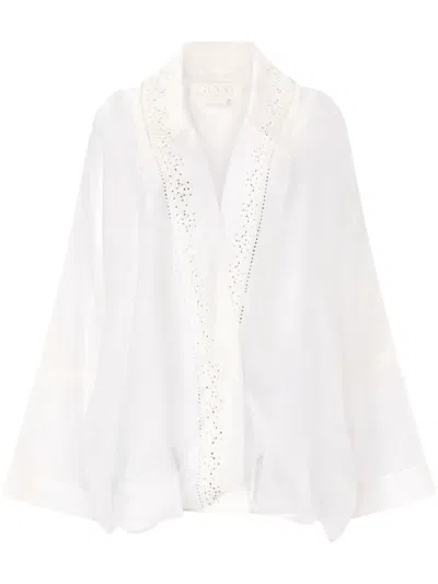 Genny Embroidery Blouse In White
