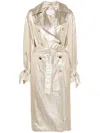 Genny Engraved-buttons Pinstriped Maxi Coat In Gold