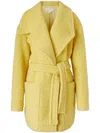 Genny Faux-shearling Peacoat In Yellow