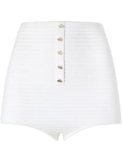 Genny Fine-knit Mini Shorts In White