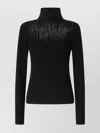Genny Fitted High Neck Long Sleeve Knit Sweater In Black