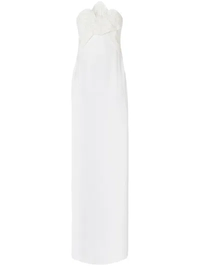 Genny Floral-appliqué Gown In White