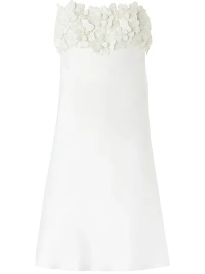 Genny Floral-appliqué Mini Dress In White