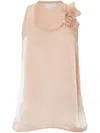 Genny Pink Satin Top With Flower In Pink