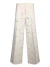 Genny Straight Wide-leg Trousers High Waist In Beige