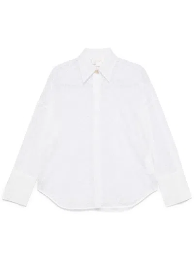 Genny Floral-embroidered Organza Shirt In White