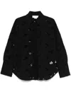 Genny Floral-embroidered Shirt In Black