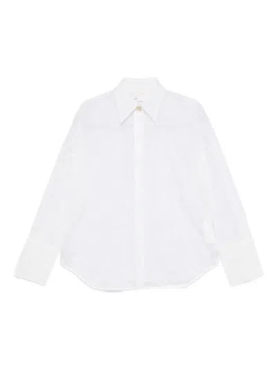 Genny Floral-embroidered Silk Shirt In White