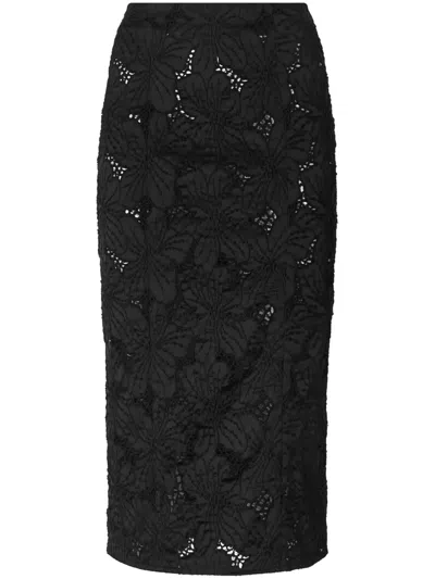 Genny Floral Lace Skirt In Black