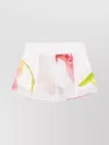 Genny Floral Print Cotton Shorts With Elasticated Waistband In White