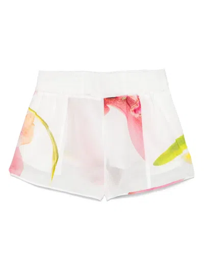 Genny Floral-print Shorts In White