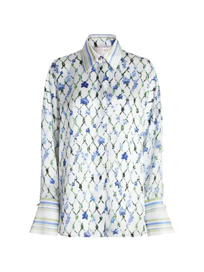 Genny Gestreiftes Hemd Mit Blumenprint In White