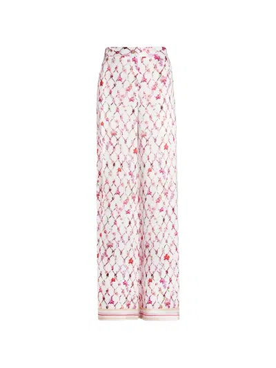 Genny Floral Print Trousers In White