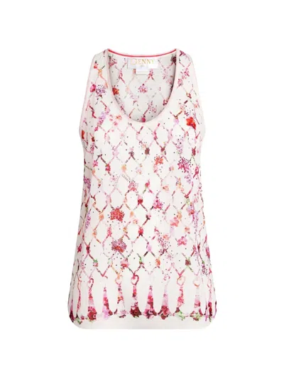 Genny Floral Print Vest Top In Pink