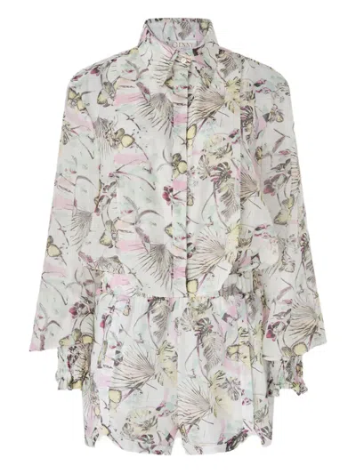 Genny Floral Ruffled Jumpsuit In Gray