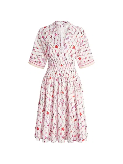 Genny Floral V-neck Mini Dress In Multi