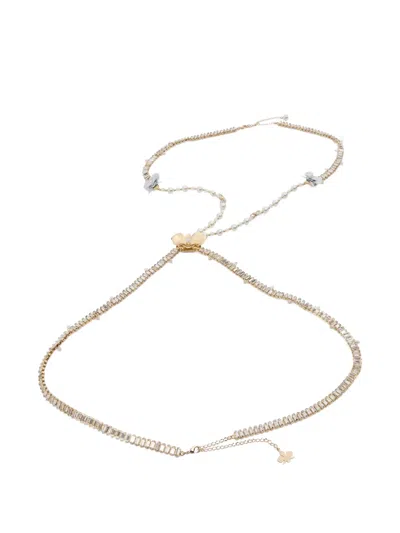 Genny Floral-detail Crystal-embellished Necklace In Gold