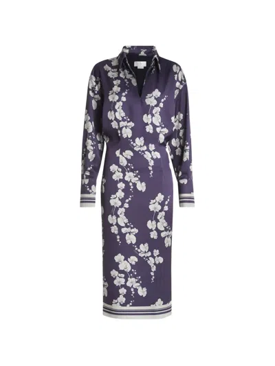 Genny Floral-print Midi Dress In Blue