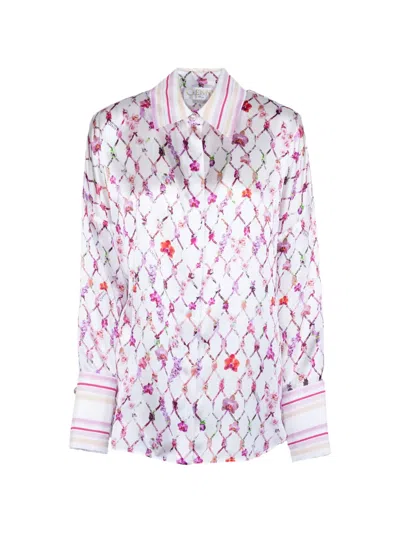 Genny Floral-print Silk Shirt In White