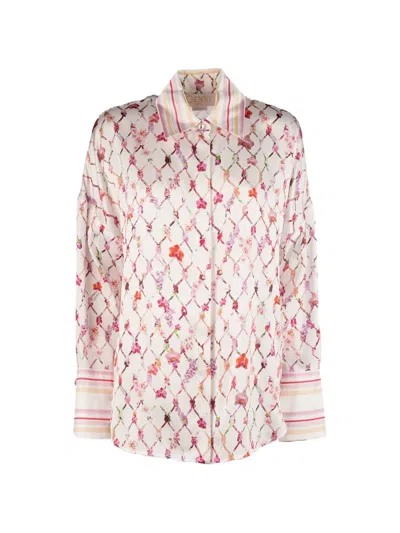 Genny Floral-print Silk Shirt In Pink