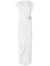 Genny Flower-brooch Maxi Dress In White