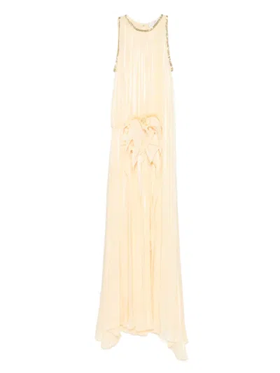 Genny Flower-detail Maxi Dress In Yellow