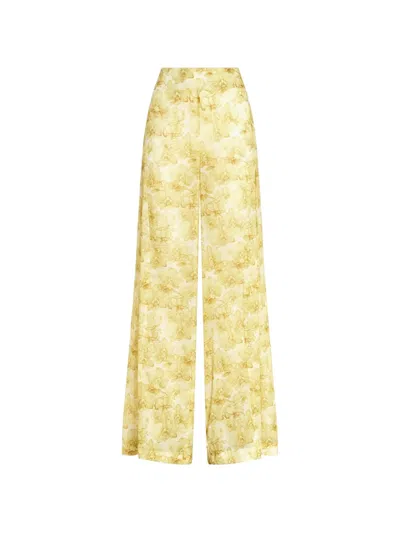 Genny Flower Jungle Muslin Trousers In Yellow