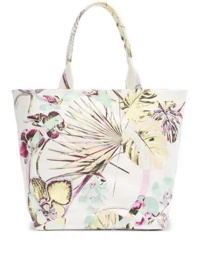 Genny Flower Jungle-print Tote Bag In 白色