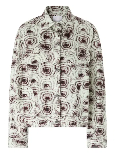Genny Geometric-print Cotton Jacket In Green