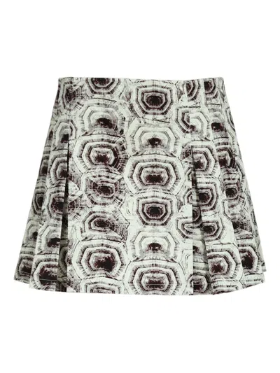 Genny Geometric-print Mini Skirt In Gray