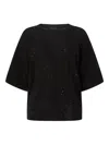 Genny Glitter-embellished Short-sleeves Top In Black