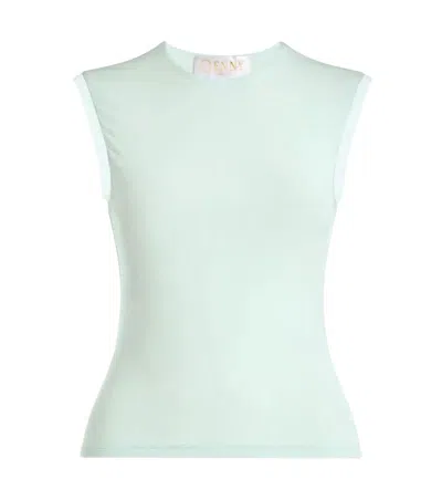 GENNY WOMEN GREEN SOLID ROUND NECK TOP, XS LUXURY TOPS FOR WOMEN DARVEYS