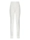 Genny Grid-pattern Leggings In White