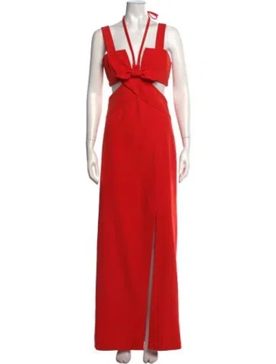 Pre-owned Genny Halterneck Long Dress In Orange