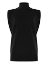 Genny High-neck Knitted Top In Black