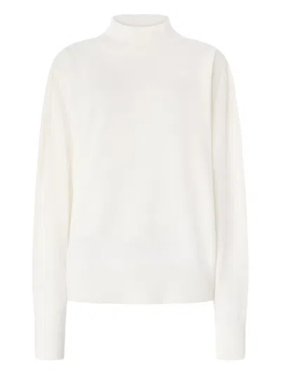 Genny High-neck Puff-sleeve Sweater In White