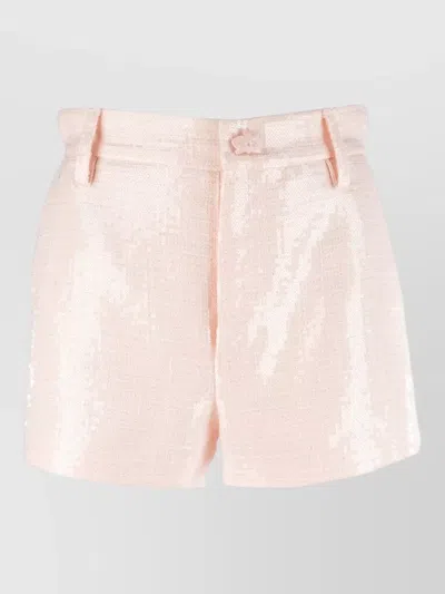 Genny High Waist Sequin Textured Shorts Belt Loops