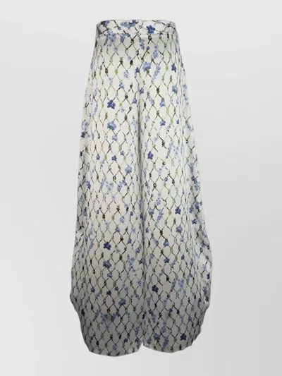 Genny High Waist Skirt Draped Floral Design In Gray