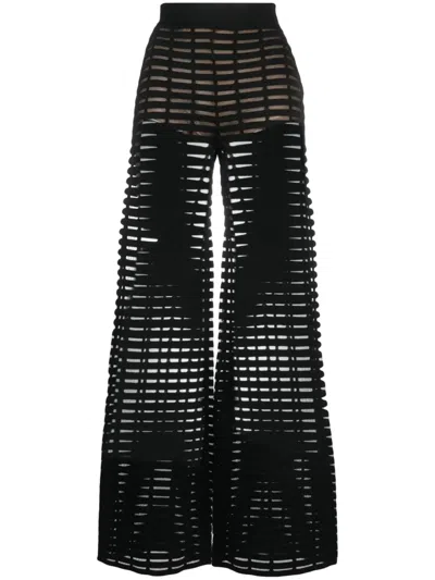 Genny High-waisted Sheer Trousers In Black