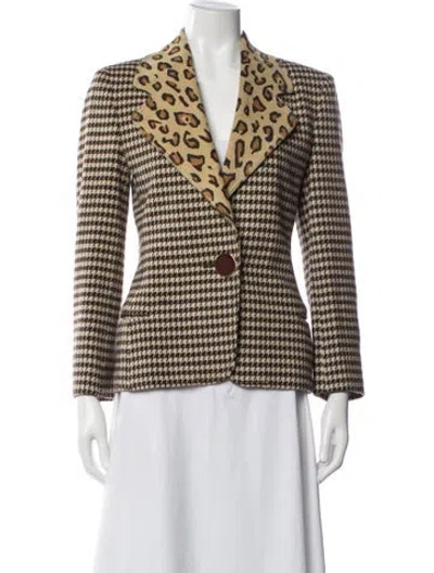 Pre-owned Genny Houndstooth Print Blazer In Multi