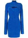 Genny Textured-finish Cut-out Detailing Dress In Blue