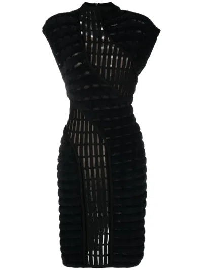 Genny Iconic-panelled Yarn Midi Dress In Black