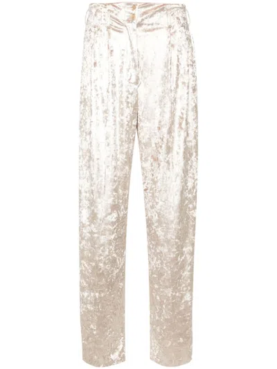 Genny Schillernde Hose Aus Samt In White