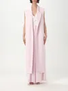 Genny Longline Sleeveless Jacket Notched Lapels In Pink
